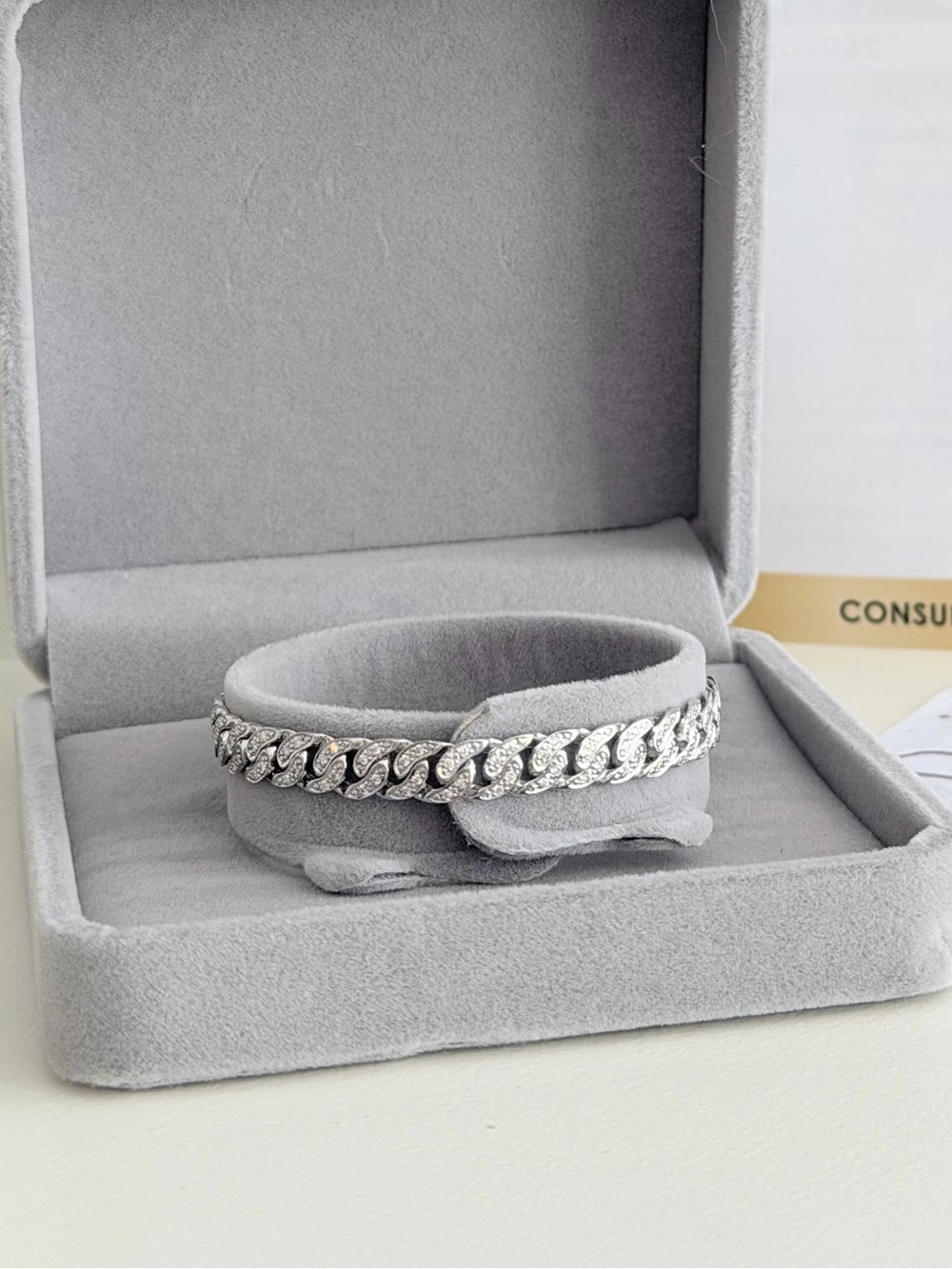Natural diamonds White gold Link Bracelet - unisex Accessories